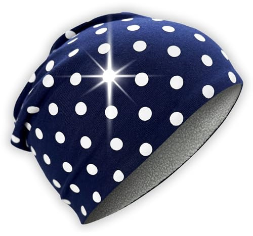 HECKBO 360° Reflektor Kinder Beanie Mütze oder Loop Schal - Vlies Stoff oder Jersey innen für Sommer Frühling Herbst Winter