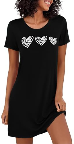 Marvmys Women Soft Nighties Women's Nightdress | Short Sleeve Nightshirt Luxury Soft Touch Nightgown V-Neck Sleepwear Summer Sleepshirts