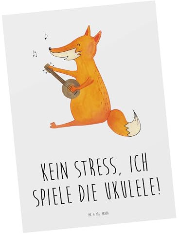 Mr. & Mrs. Panda Postkarte Ukulele Entspannung - Geschenk, Postkarten, Klänge, Instrument, Stressabbau, Tragbarkeit, Musik, Lieder, Lernen, Ansichtskarten, Kunstkarten, Ansichtskarte, Musiker, Hawaii