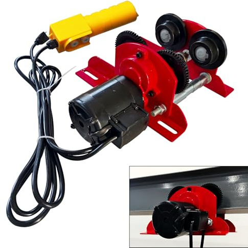 Electric Trolley for Power Hoist 1100LBS Capacity,Fit 2.68-4.33 in I-Beam,Push Geared Overhead Crane Heavy Duty Wheels System for PA200 to PA500 Hoists,Perfect for Gantry Cranes,Warehouses