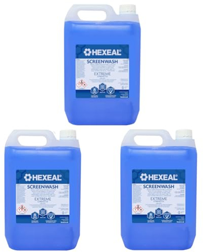 Hexeal Screenwash 15L – 3 x 5L Extreme Strength, Concentrate & Ready to Use | 3 x 5L - Windscreen Wiper Fluid for Extreme Protection. Improves vision, reduces frost & buildup of dirt