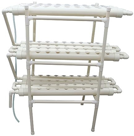 PTSZNGS Hydroponisches Anbausystem, 108 Pflanzen, Hydroponik-Anbauset, 3 Schichten, 4 Reihen, 12 Rohre, Pflanzsystem mit 110-V-Wasserpumpe, Pflanzschwamm und Schlauch für den Gemüseanbau