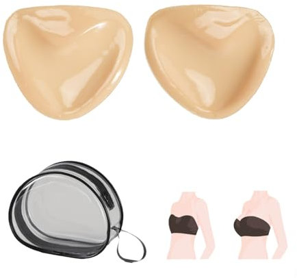 S.F.Pachira 2 Pcs Double-Sided Sticky Push-Up Bra, Self Adhesive Sticky Inserts with Storage Bag,Waterproof Silicone Boob Pads, Bra Pads Inserts for Women Girls A/B Cup Cover(Natural)