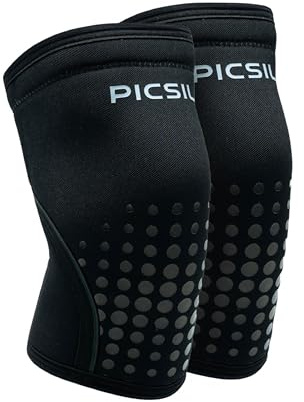 PICSIL Rodilleras Neopreno 10 mm, Soporte competición - Moonless, Medium | Neopreno 10 mm para máxima estabilidad en sentadillas y peso muerto. Interior antideslizante y costuras reforzadas.