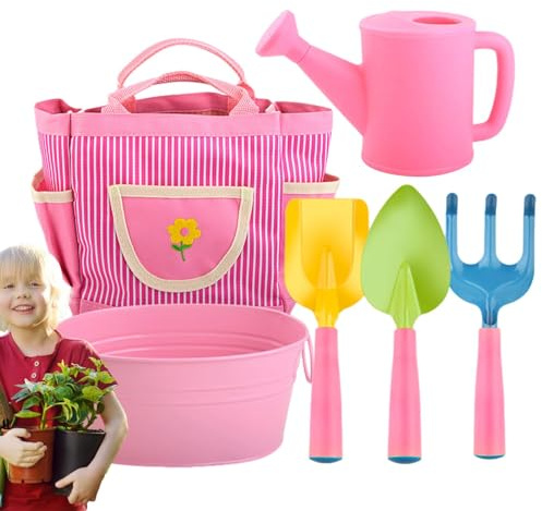 Kustimantu Set di attrezzi per l'asilo, attrezzi da giardino per bambini, set da 6 pezzi di pensiero creativo, set da giardino per attività all'aperto, da giardino