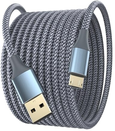 Micro USB Cable 4M, PS4 Controller Charging Cable, Extra Long 15 Ft Cord Braided Charger Compatible for Kindle Android Phones and More MicroUSB Devices