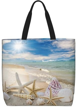 DNBCLEZK Strandtasche, leicht, Polyester, große Tasche, Shopper mit trendigen Drucken, Uni, für den täglichen Gebrauch, für Damen und Herren (mehrere Muster-Designs), Schwarz , Einheitsgröße