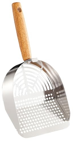 Paletta per lettiera per gatti a lunga durata, paletta in acciaio inox, manico lungo ergonomico in acciaio inox, strumento di setacciatura resistente, articoli per animali domestici per l'igiene