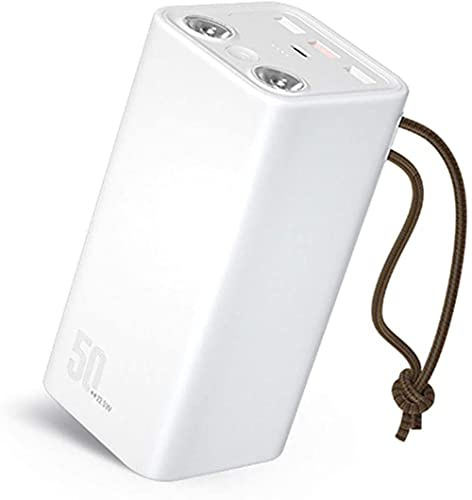 Power Bank, Caricabatterie Portatile 50000 mAh Grande Capacità 22,5 W Ricarica Rapida Powerbank Batteria Esterna Batteria di Ricambio Batteria Ausiliaria per Telefono, Nero, Bianco