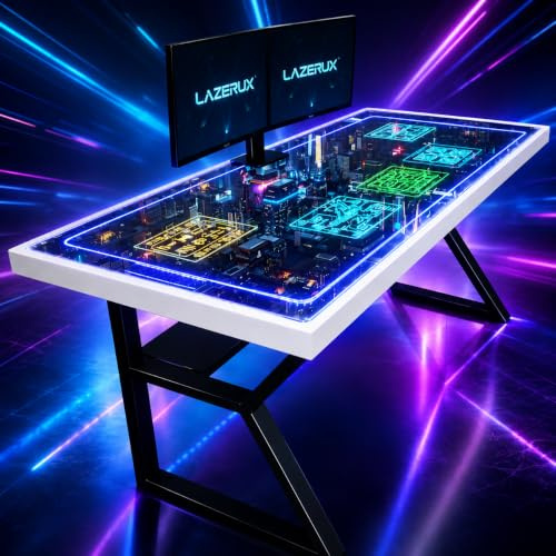Escritorio Mesa Escritorio Elevable o Fijo Gamer Con Iluminacion Led Superficie PERSONALIZA TU MISMO LA TEMATICA Estructura Metalica Altura Ergonómica Configuración Juvenil BLANCO O NEGRO 160x60