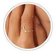 Turandoss - Bagues avec lettres en or pour femmes et filles - Bagues plaquées or 14 carats ajustables avec lettres pour femmes adolescentes, bijoux simples à empiler comme cadeau d'anniversaire