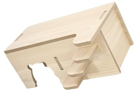 CHAKAE Maison en bois naturel pour hamster avec design ventilé pour petits animaux de compagnie, souris et gerbilles