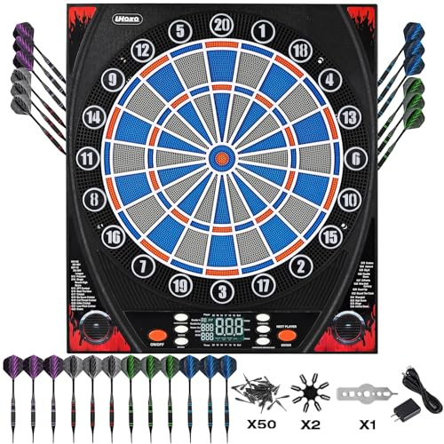 Elektronische Dartscheibe, elektrische Dartscheibe für Erwachsene, Zwei Lautsprecher mit automatischer Sprachansage, High-Definition-LCD-Display, inklusive 12 Soft-Tip-Darts
