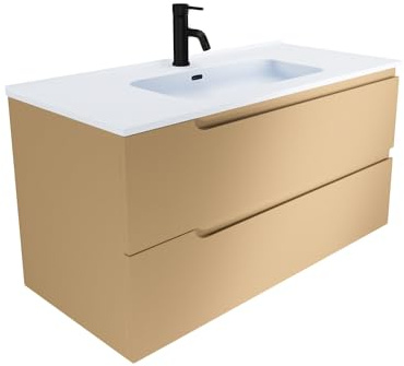 Mobile Bagno Sospeso 2 Cassetti Con Lavabo Mod. Ardenne (Sabbia, 100)
