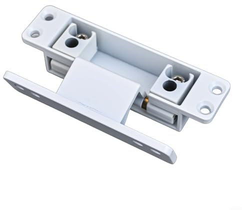 Bisagra invisible de aluminio para puertas de madera con función ajustable 2D, se adapta a puertas de vidrio y perfil de marco estrecho, herrajes para gabinetes de cocina (blanco)