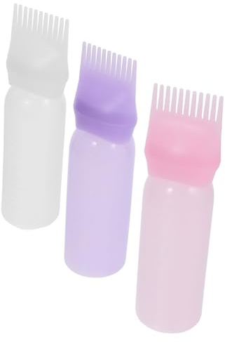 FRCOLOR 3piezas Botella de Tinte Cabello Aplicador Unidades con Peine Dispensador y Escala Graduada para Teñir el Cabello Salones de Belleza o Casa