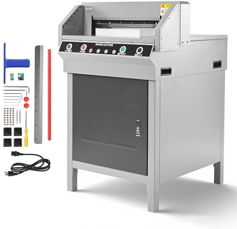 VEVOR Electric Paper Cutter, Heavy Duty Metal Paper Cutter Machine, 17.72 inch Cutting Width, 1.57 inch Cutting Thickness, Electric Guillotine Trimmer with Infrared Function and Spare Blade