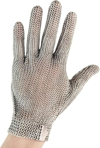 JuanNest Gants Résistants Cuisine Aux Coupures Gants Résistants Aux Coupures en Acier Inoxydable, Gants De Travail De Sécurité De Chef Boucher, Gants en Cotte De Mailles en Métal Protection 1pcs,L