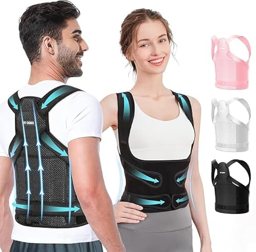 ZEDAOTC Correcteur de Postures - Ceinture Dorsale/Lombaire et Redresseur de Dos pour Soulagers les Douleurs au Dos et aux Épaules - Orthèse Réglable Homme/Femme avec 2 Supports d'Épaules