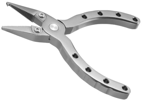 Toddmomy Pince de Pêche Multifonction en Aluminium Légère, Coupe-Fil Tressé et Ouverture Anneaux Brisés, Mini Format Portable, Couleur Gunmetal, Outil Indispensable pour Pêche Carnassier