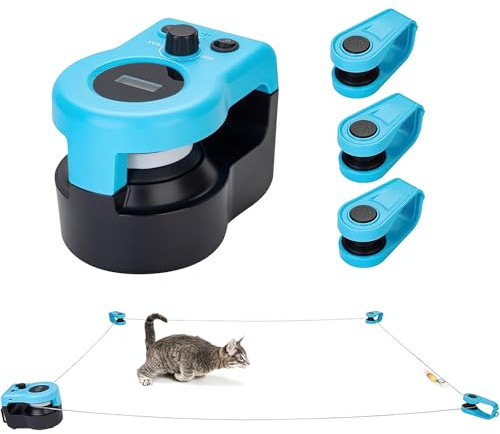 OAUEOR - Juego de caza eléctrico con mando a distancia y ruido para ratón, 3 rutas ajustables, batería 4000 mAh USB-C, juguetes para gatos de interior, antiapuros