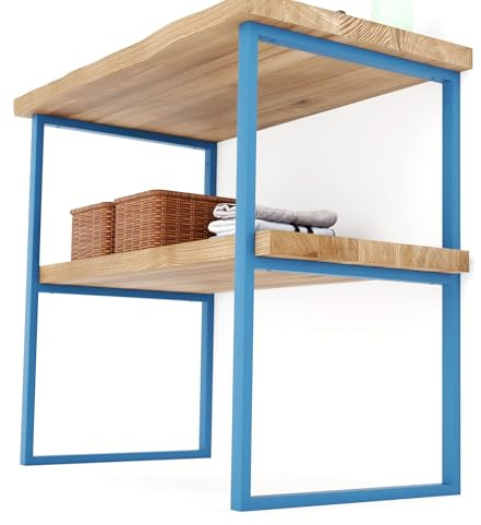 LAMO MANUFAKTUR Soporte para encimera de Lavabo 30x80 cm Azul Set 2 Piezas - Patas para Mueble de baño Industrial de Metal con Tornillos Fischer - Estructura para Lavabo sobre encimera y Empotrado