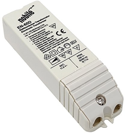 Elektronischer Transformator 20-60VA | 12V/230V Einbau Trafo dimmbar – Nobile EN-60 D AC/DC für LED Niedervolt Lampen