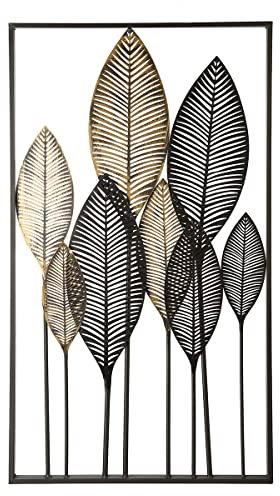 Casablanca Wanddeko Metall Deko Wand modern XL - großes Bild Wand Deko Wohnzimmer - Farben: Braun Gold Creme - Maße: 95 x 53 cm