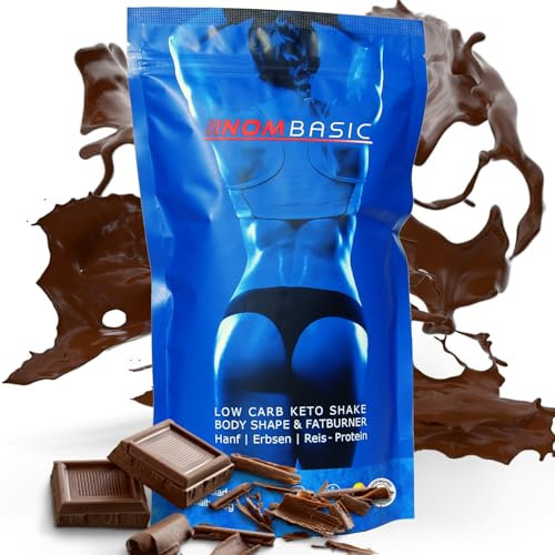 NOM Basic Protein Pulver Schokolade - Gut verträgliche Diät Shakes zum Abnehmen - Premium Low Carb Protein Shake - Veganes Erbsen, Reis und Hanfprotein (400g)