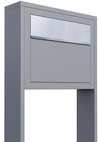 Standbriefkasten, Design Briefkasten Elegance Stand Grau Metallic/Edelstahl - Bravios