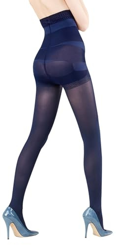 SOLIDEA Strumpfhose 70 den Wonderful Hips Shaper High Waist opaque Kompressionsstrümpfe 12/15 mmHg Art. 053270, marineblau, 38