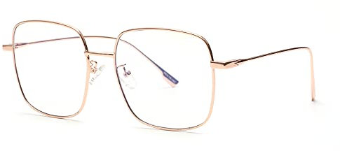 JM Lunettes Optiques Métal Mode Oversize Cadre Carré Anti Bleu Lumière Lunettes Protection Oculaire Femmes Or