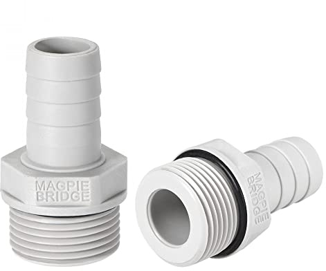 sourcing map PVC Barb Hose Fitting Connector Adapter 16mm Barbed x 3/4 G Male Pipe 2pcs