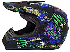 Luckystar4you Full Face Motocross Helm Motorrad Off Road Helm Cross Country Motorradhelm Four Seasons Road Racing Sporthelm Set Mit Brillenmaske Und Handschuhen