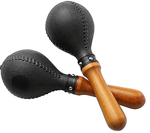 Percussion Maracas Shaker Rasseln Sandhammer Percussion Instrument mit ABS Kunststoffschalen und Holzgriffen für Live-Auftritte und Aufnahme-Sessions (Schwarz)