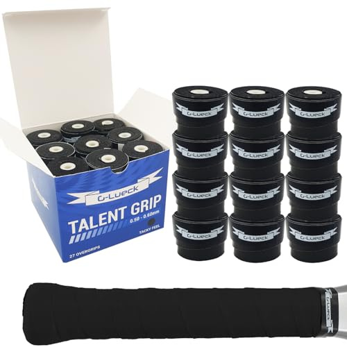 G-Lueck 27x Tennis Overgrips Talent Grip Griffband | 0,50-0,60mm Stärke | Für Squash Badminton Schläger & Golf inkl. Selbstklebendem Abschlußband | sehr griffig