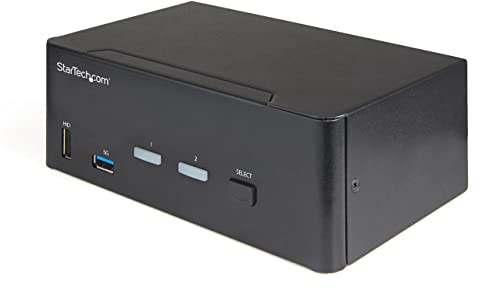 StarTech.com Commutateur KVM HDMI 2.0, 2 Ports, 2 Écrans - 4K 60Hz Ultra HDR - KVM de Bureau 4K HDMI 2.0 avec Hub USB 3.0, 2 Ports (5Gbps) et 4x USB 2.0 HID, Audio - TAA (SV231DHU34K6)