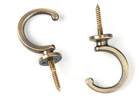 Spritewelry 4 Stück Schraubhaken, Edelstahl, 100 % Edelstahl, Antik-Bronze, C-Aufhänger, Haken, unter Decke, Wand, Küche, Bad, Veranda, Outdoor, allgemeine Lagerung