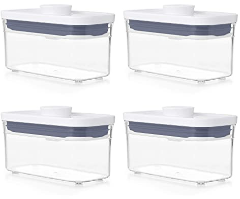 OXO Good Grips POP Container - Airtight Food Storage - 0.4 Qt Rectangle (Set of 4) for Baking Soda and More