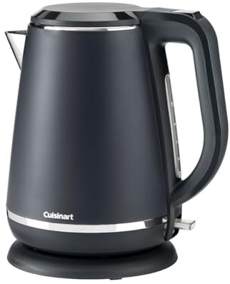 Cuisinart Hervidor de agua eléctrico con jarra | Hervido rápido, sin cable, 3KW | Gris, Acero inoxidable | 1,5L de capacidad | Forma parte de juegos coordinados de hervidor y tostadora