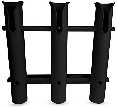 Bootsrutenhalter 3-Fach 32x30cm schwarz Rutenhalter Rod Holder Angelrutenhalter für 3 Bootsruten