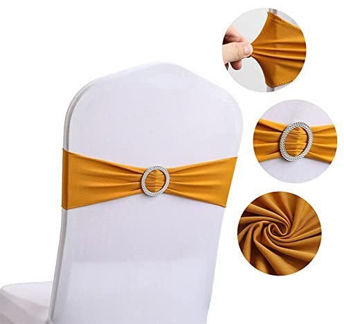 LUMoony 10Pcs Chair Covers Stretch Elastic with Buckle and Loop Stretch Chair Sashes with Buckle Stretch Chair Ribbons Sashes Spandex Elastic with Slider Buckle Wedding