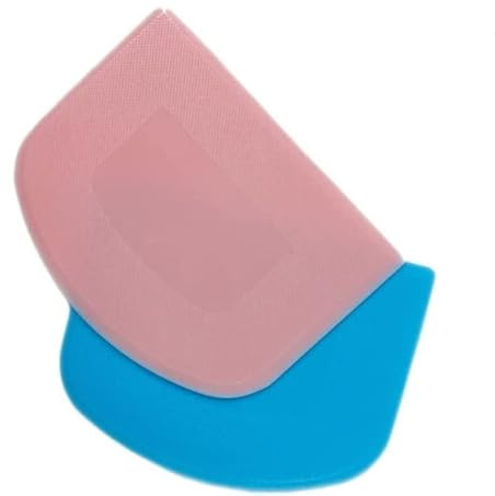 2 Pcs Dough Scraper Dual Sided,Dough Cutter,Bench Scraper,Kitchen Scraper,Bread Cutter, Cake Scraper, Pastry Cutters for Baking, Flexible and Food Grade Plastic Bowl Scraper for Bread Pink and Blue