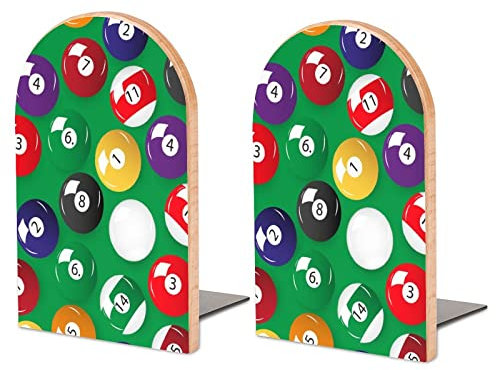Billard Billardtisch Bälle Moderne große Buchstützen Bücherregal Lustige Holzbuchstopper für Home Office Deko