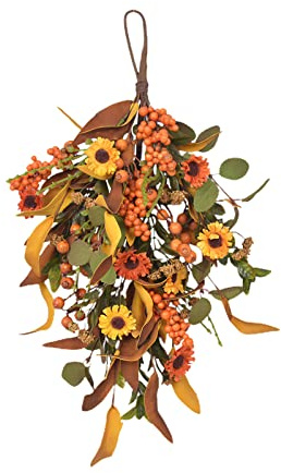 Ghirlanda di Porta Autunnale Artificiale, Corona D'Autunno per Ringraziamento, Ghirlanda di Simulazione del Festival del Raccolto, per Interni All'Aperto Halloween (#1)