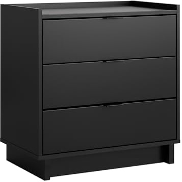 Prepac Simply Modern Nightstand Bedside Table, Black Nightstand for Bedroom, End Table with 3 Drawers 26.5 W x 26.75 H x 16 D