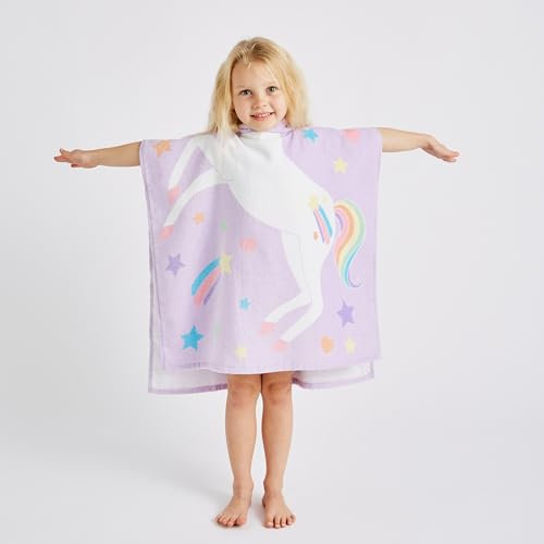 Catherine Lansfield Kids Unicorn Hooded Towel Poncho 60x120cm Lilac