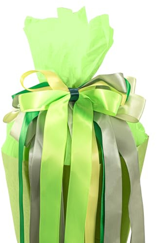Kunoli Schleife Schultüte, Zuckertüten Schleife (Green) | Schultütenschleife für Mädchen Junge Deko Schulanfang Einschulung Deko, Fertig Gebunden ca. 60 x 20 cm