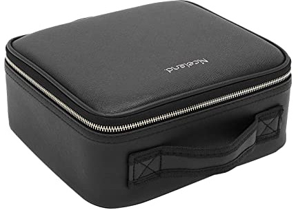 Reise Make-up Tasche mit LED Spiegel verstellbar Licht Organizer Schminktasche, Geeignet für Aufbewahrung Kosmetika und Schminkutensilien, 26 * 23 * 11cm (Schwarz)