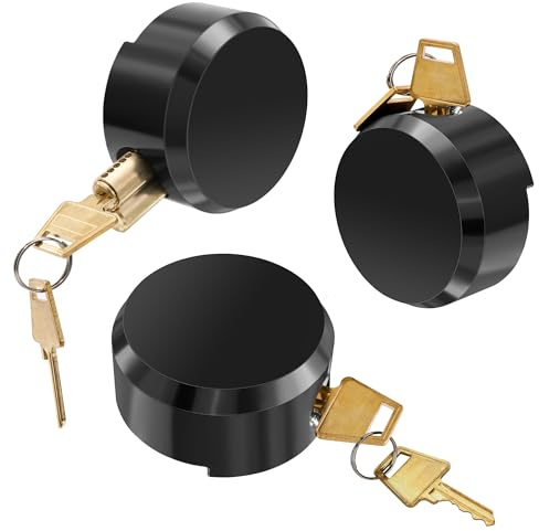 Alwapea 3 Pieces Hidden Puck Locks for Trailers, Trailer Door Locks Heavy Duty Hockey Puck Locks Hidden Shackle Padlocks Keyed Alike Trailer Puck Padlocks with Enlarged Lock for Vans, Black